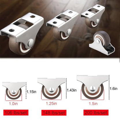 1.5" Small‑Size Fixed Caster Wheels, Low‑Profile Rigid Plate Casters,8‑Pack - style: 1.5 Inch Wheel