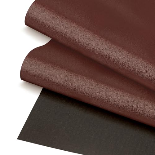 Brown Faux Leather Fabric 79"×55" Smooth Grain Upholstery Vinyl - color: Brown Smooth Grain, size: 79"x55" (200cm x 140cm)