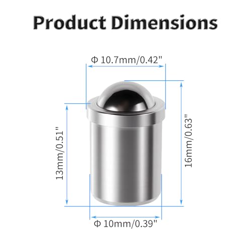 5 Pcs 304 SS Ball Catch Latch, 10x13mm Silver Cabinet Door Catch - size: 10*13mm