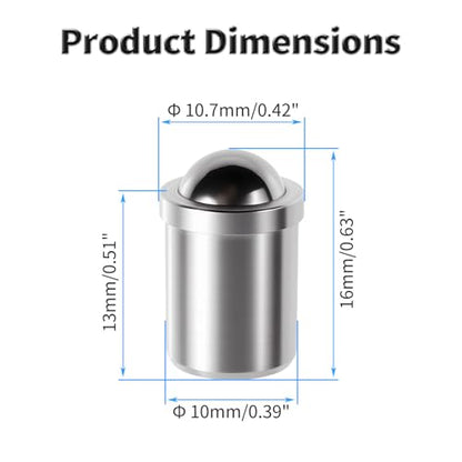5 Pcs 304 SS Ball Catch Latch, 10x13mm Silver Cabinet Door Catch - size: 10*13mm
