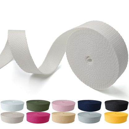 Cotton Webbing 1 Inch 5 Yards for Bag Strap Sewing Crafts, White - color: White