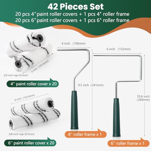 40 Pack 4 Inch and 6 Inch Microfiber Paint Roller Covers - size: 4 Inch & 6 inch, 42 Pack