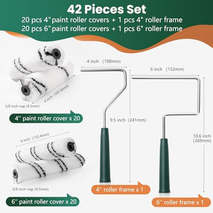 40 Pack 4 Inch and 6 Inch Microfiber Paint Roller Covers - size: 4 Inch & 6 inch, 42 Pack