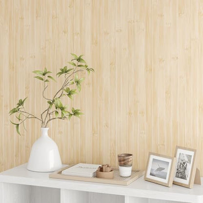 VEELIKE Bamboo Wood Contact Paper Peel and Stick Wood Wallpaper 24''x118'' - color: Light Brown, size: 24" x 118"