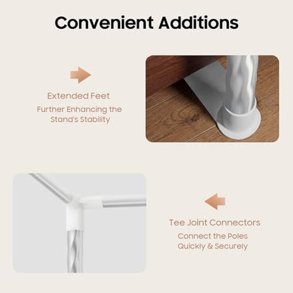 Canopy Bed Frame, Bed Canopy Frame Poles Corner Bracket, Post 4 Corner Bed Poles Netting Bracket Stainless Steel Silver Post with Accessories(King)