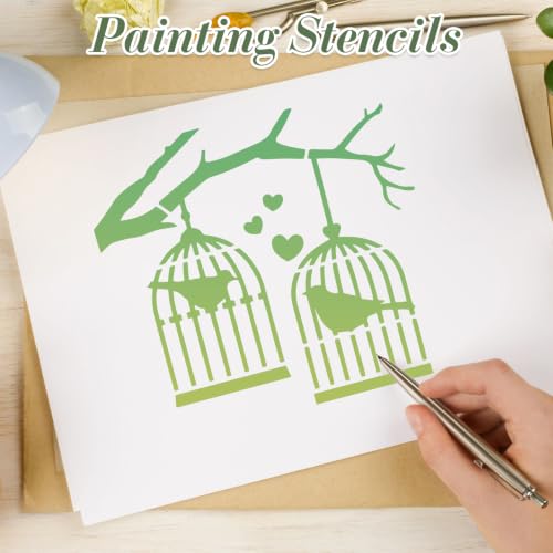 Bird Stencils for Crafts Reusable 16Pcs Stencils(7.7X7.7 Inch) - color: Bird