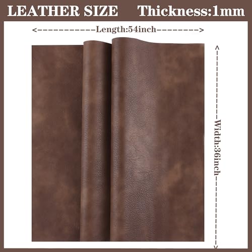 HGUAN Warm Brown Faux Leather Sheets 1 Yard Cut 54"x36" Suitable for Upholstery Furniture Seat, Handmade DIY Projects (Warm Brown) - color: Warm Brown, size: 54"X36"