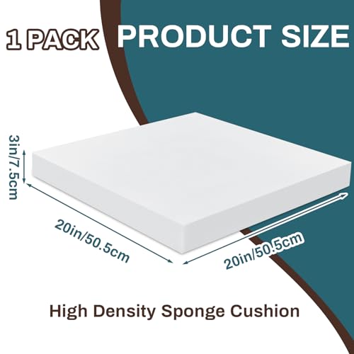 Frienda 1 Pack 3" x 20" x 20" Upholstery High Density Craft Foam, White - size: 3" x 20" x 20"