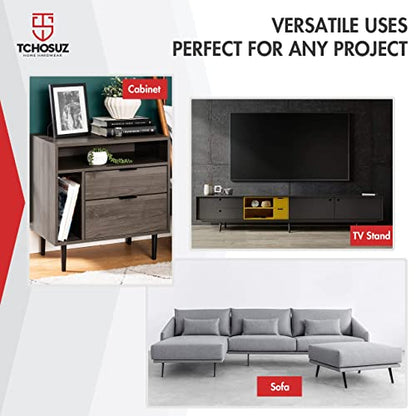 8 Inch Heavy-Duty Metal Furniture Legs 4-Pack Modern Tapered Black - color: Black-straight, size: 8''/20cm
