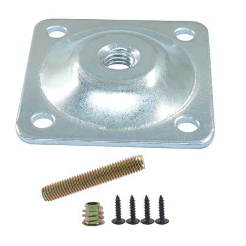 Murtenze 4 Pack Leg Mounting Plates, 5/16"(M8) Mounting T-Plates with Hanger Bolts, Screws Strengthen Furniture Repair for Sofa/Couch/Seat(Silver) - color: Silver
