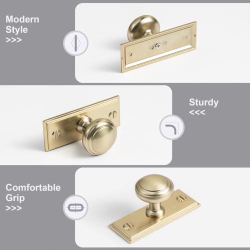 6Pack Champagne Bronze Cabinet Knobs with Backplate Drawer knobs - color: Champagne Bronze, style: Plaquette