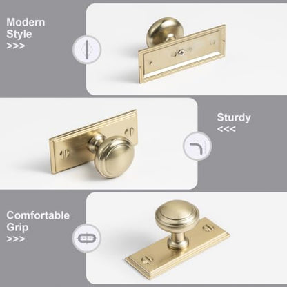 6Pack Champagne Bronze Cabinet Knobs with Backplate Drawer knobs - color: Champagne Bronze, style: Plaquette