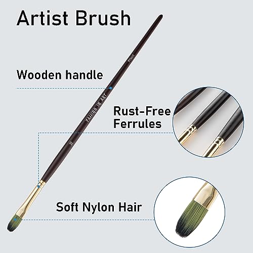 Falling in Art 9 PCS Long Handle Filbert Brushes Set - style: Filbert