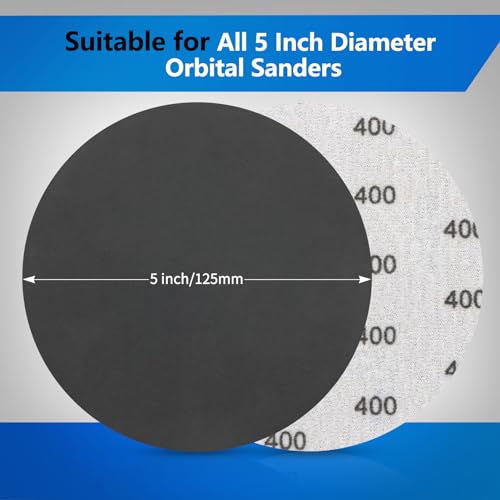 VIBRATITE 400 Grit 5 Inch Hook & Loop Sanding Discs, 70PCS - size: 5 Inch (400 Grit)