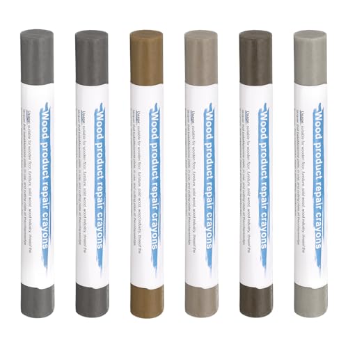 HARFINGTON Wood Filler Sticks 6 Colors Wooden Wax Touch Up Furniture Repair Crayons for Mica Gray, Rosewood, Gray Oak, Gray1, Gray2, Teal - color: Metallic Gray Series