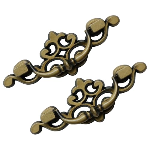 8 Pack Antique Brass Drawer Pulls, 2-1/2 Inch Hole Center - color: Antique Brass