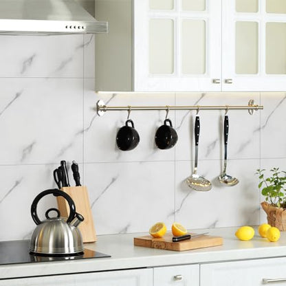 Nuanchu 36 Pcs Peel and Stick Wall Panels, 12x12 Inch, White Marble - color: White Marble