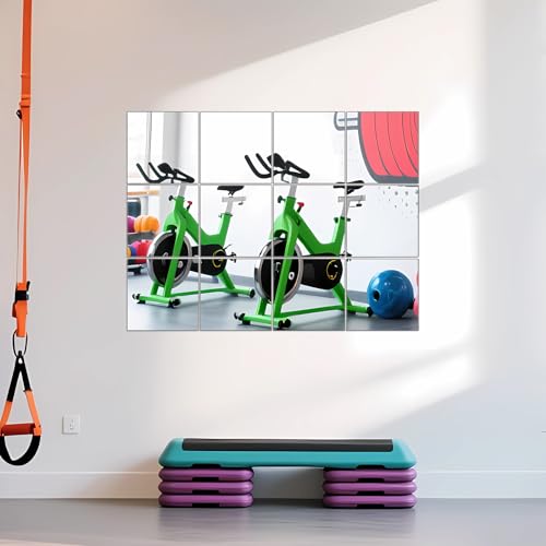 Home Gym Mirror Tiles, 10" x 10" x 12PCS Wall Mirror Tiles Frameless Glass - size: 10"x10"-12pcs