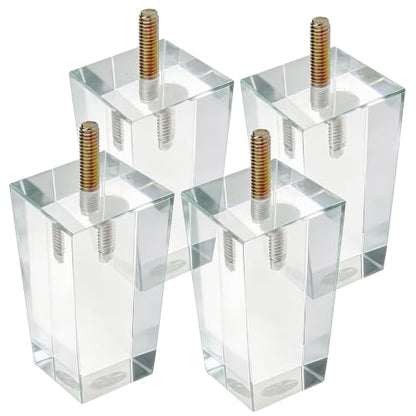 Clear Acrylic Couch Legs, 4 Inch Height, 2 Inch Width, 4Pcs - size: H 4 Inch