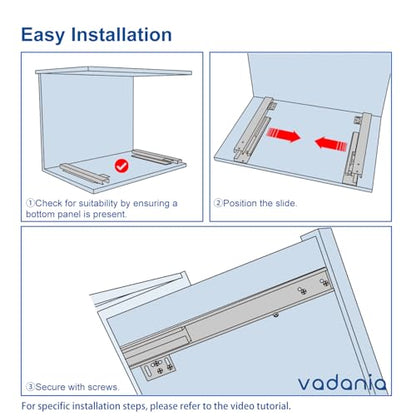 VADANIA #BK54 16" Undermount Drawer Slide, Soft Close - size: 16 Inch, style: Soft Close