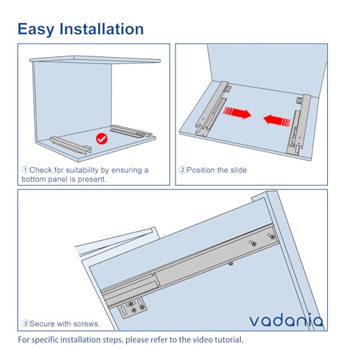 VADANIA #BK54 24" Undermount Drawer Slide, Soft Close - size: 24 Inch, style: Soft Close
