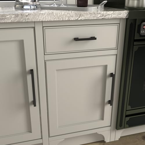 10 Pack 6-1/4 Inch Matte Black Cabinet Handles Solid Drawer Pulls - color: Black, size: 6-1/4 Inch (160 mm) Hole Center