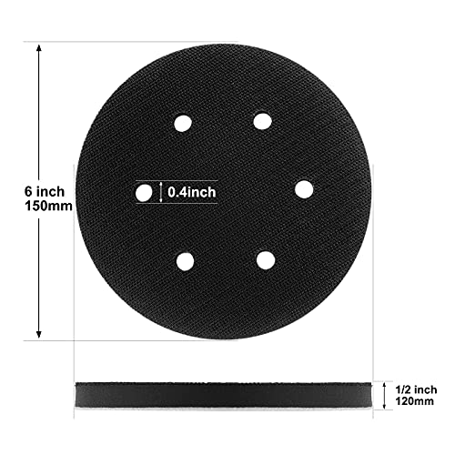 5 Pack 6 Inch 6 Hole Hook and Loop Soft Density Interface Buffer Pad 6" Sponge Cushion Buffing Backing Pads