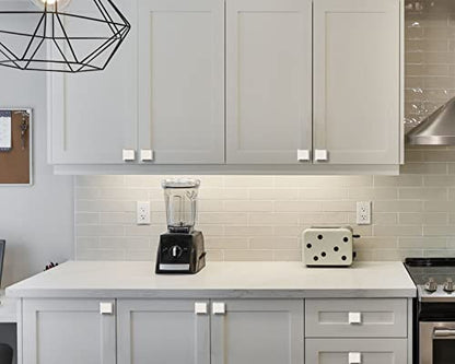 Amerdeco 10 Pack Brushed Satin Nickel Kitchen Cabinet Knobs Cabinet Hardware Single Hole Cabinet Pulls Dresser Knobs Square Drawer Knobs and Pulls for Bathroom Cabinets ZH0002 - color: Brushed Satin Nickel, size: Single Hole