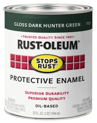 Rust-Oleum Stops Rust Brush On Enamel Paint, Gloss Dark Hunter Green - color: Gloss Dark Hunter Green, size: 32 Fl Oz (Pack of 1)