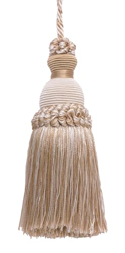 DÉCOPRO Beautiful Hand-Crafted 5" (12.5cm) Key Tassel, 3 1/2" (8.5cm) Loop # IKTJ, White Sands #4001 (White Ivory, Cream Ivory, Light Beige) Sold Individually - color: White Sands #4001 (White Ivory, Cream Ivory, Light Beige), size: Sold Individually