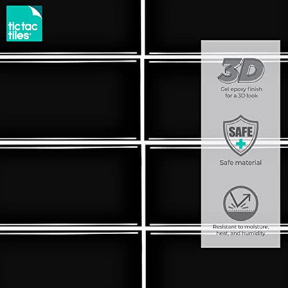 Tic Tac Tiles Peel & Stick Subway Tile, Black w/White Grout, 10 Sheets - color: Straight Black