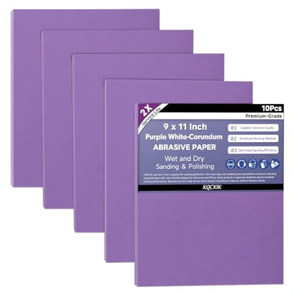 10-Sheet Premium White Corundum Wet Dry 1500 Grit Sandpaper - size: 9 x 11 Inch, style: 1500 Grit