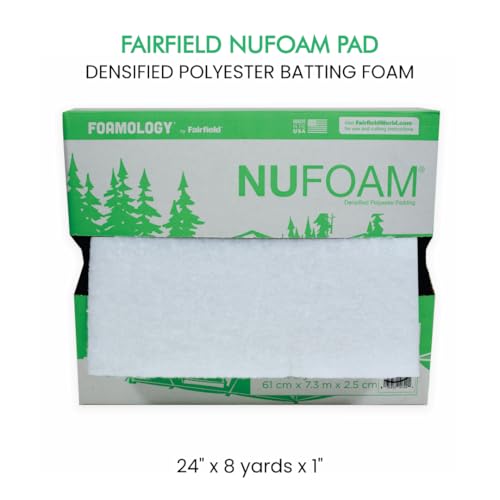 Fairfield NuFoam Pad, Densified Polyester Batting Foam, Durable Foam Pad, Ideal Craft Foam for Chair Cushions, Deck Furniture, Camping, Futons, and More, 24" x 8 Yards x 1"