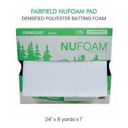 Fairfield NuFoam Pad, Densified Polyester Batting Foam, Durable Foam Pad, Ideal Craft Foam for Chair Cushions, Deck Furniture, Camping, Futons, and More, 24" x 8 Yards x 1"