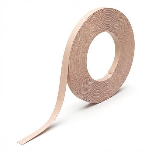 Birch Tape 0.47''X 50ft Roll of Plywood Edge Banding Veneer Flexible Pre-glued Natural Wood Color Tape for DIY & Professional Projects Furniture Restoration Repair