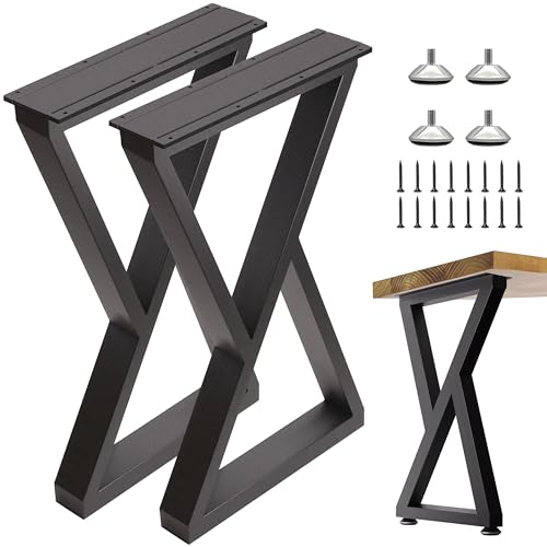 Metal Table Legs 28 Inch Desk Legs, Heavy Duty Industrial Steel Dinning Table Leg, Kitchen Table Base, Workstation, Adjustable Feet Included (Black) - color: Z-shaped, size: 28 IN