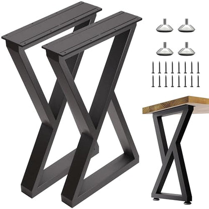 Metal Table Legs 28 Inch Desk Legs, Heavy Duty Industrial Steel Dinning Table Leg, Kitchen Table Base, Workstation, Adjustable Feet Included (Black) - color: Z-shaped, size: 28 IN