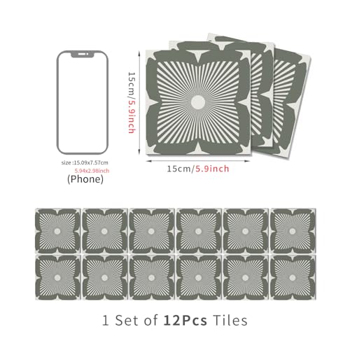 VICCI Tile Stickers, 5.9x5.9 inch, 12Pcs - color: Art-222, size: 5.9x5.9IN*12PCS