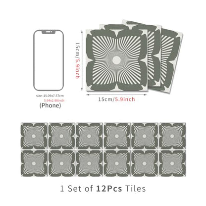 VICCI Tile Stickers, 5.9x5.9 inch, 12Pcs - color: Art-222, size: 5.9x5.9IN*12PCS