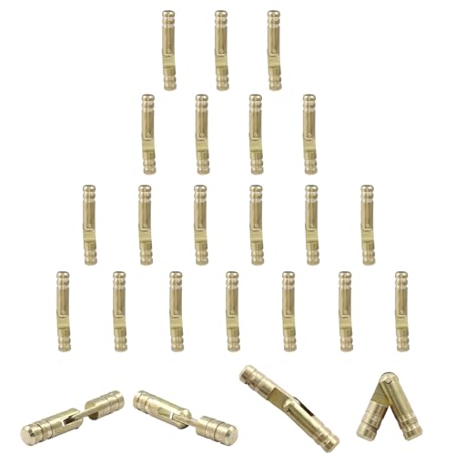 Luomorgo 25 Pcs Barrel Hinges, 4x25mm Brass Hidden Hinges Invisible Hinge, Small Concealed Hinges for Crafts, Wooden Box, Jewelry Box, Cabinet Door - size: 4x25mm