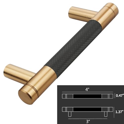 12 Pack 3 Inch 76 mm Bronze and Black Knurled Cabinet Handles Cabinet Pulls Aluminum Handles Knurled Drawer Pulls Oxidation Finish with Diamond Pattern - color: Bronze and Black, size: 3 Inch
