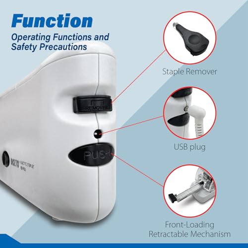 Electric Stapler, Batteries or USB Powered. Intellignet Automatic Sensor Stapler for up to 20 Sheets, 20 Pages per Second with Staple Remover & Anti-Slip Base, Compatible with Bostitch Staples