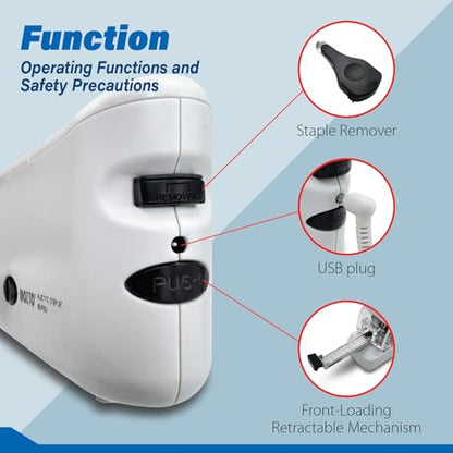 Electric Stapler, Batteries or USB Powered. Intellignet Automatic Sensor Stapler for up to 20 Sheets, 20 Pages per Second with Staple Remover & Anti-Slip Base, Compatible with Bostitch Staples