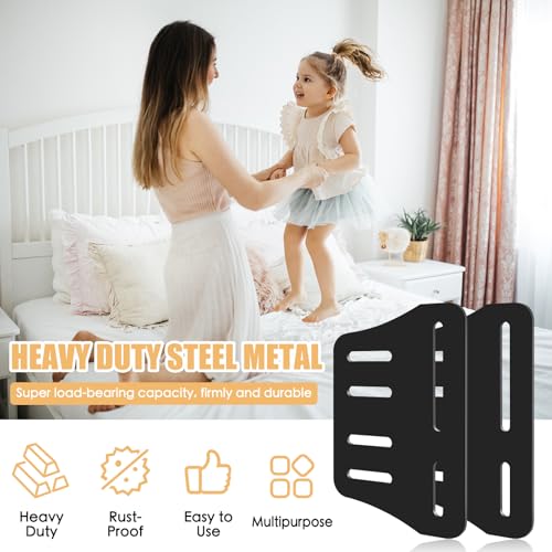 2Pcs Queen Bed Modification Plate, Headboard Attachment Kit - color: Black, size: Bed Frame Brackets