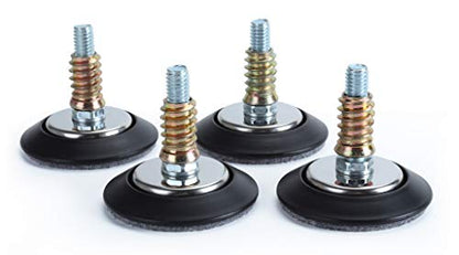 Leveling Feet 4PK with 3/8"-16 Thread Inserts and Felt Pads - size: D64mm Black