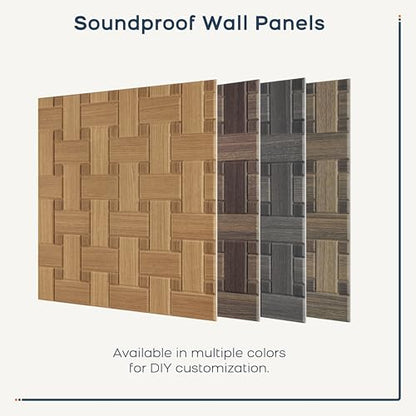 BUBOS 6 Pack Wood Wall Panel,23.6"x23.6" Peel and Stick Faux Acousitc Panel - color: GrainLoom Black Oak