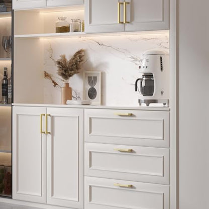 Goldenwarm Gold Cabinet Pulls Kitchen Cabinet Door Handle - LSJ12GD256 Brushed Brass Drawer Pulls 10 Inch Hole Centers Modern Square Cupboard Handles Hardware Dresser Knobs 25 Pack - color: Gold, size: 10in Hole Centers