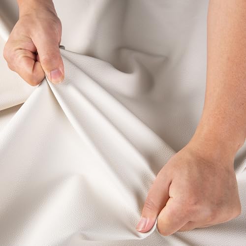 Marine Vinyl Fabric, Upholstery Faux Leather Fabric by The Yard, 1.05mm Lychee Texture Leather Sheets for Sofa Chairs Handbags Hair Bows Earrings Crafts (1 Foot 12''X 54'', Beige) - color: Beige, size: 1 Foot