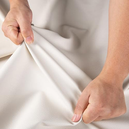 Marine Vinyl Fabric, Upholstery Faux Leather Fabric by The Yard, 1.05mm Lychee Texture Leather Sheets for Sofa Chairs Handbags Hair Bows Earrings Crafts (1 Foot 12''X 54'', Beige) - color: Beige, size: 1 Foot