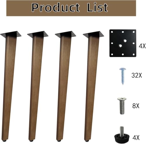 QLLY 30 Inch Solid Wood Table Legs, Wood Furniture Replacement Leg, Walnut - color: Walnut, size: 30"